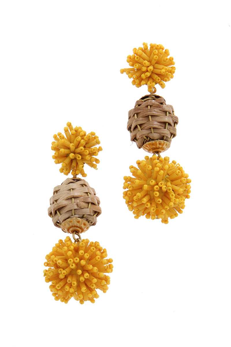 Reed ball and sequin earrings (2 variants)