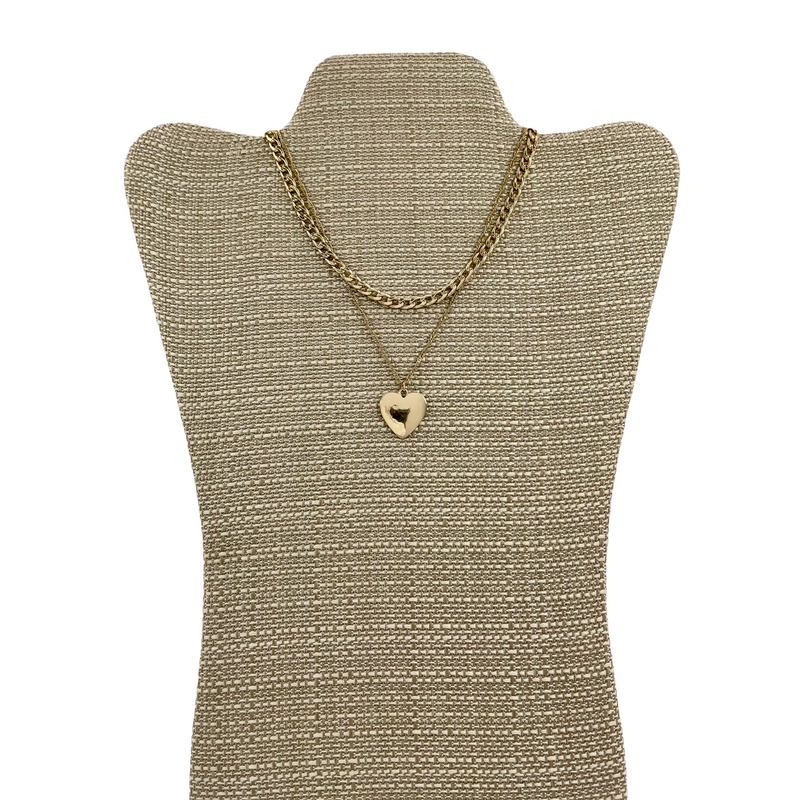 Double metal necklace with heart